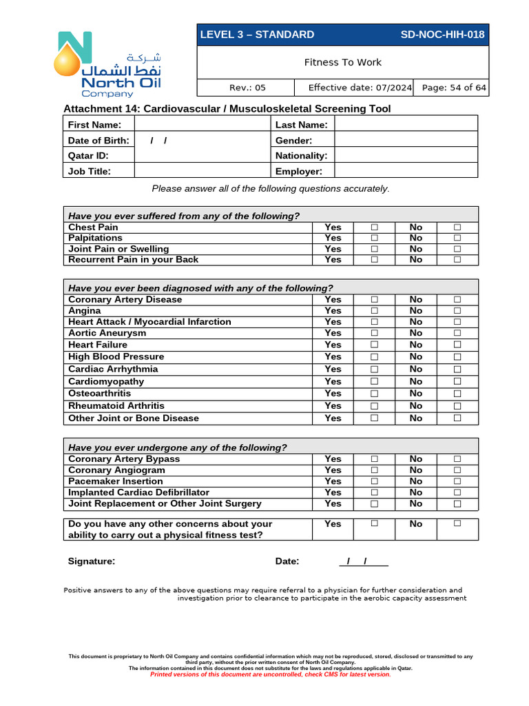 Cardiovascular Screening Tool Form | PDF | Myocardial Infarction | Heart