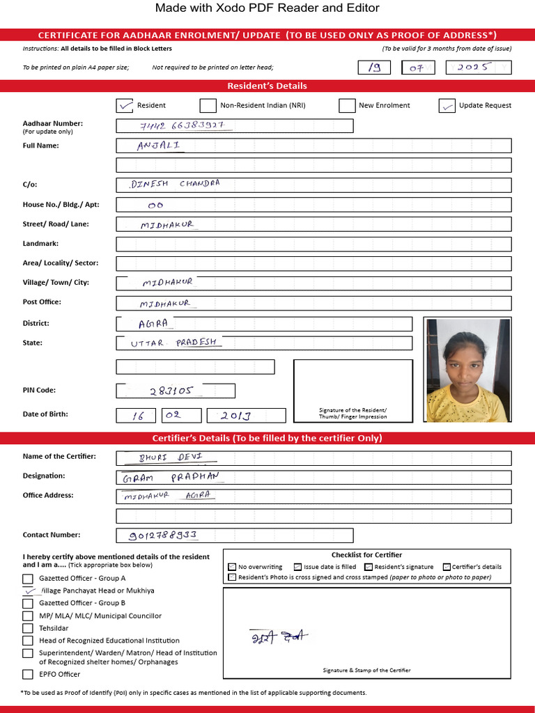 Aadhaar Update: Required Documents List | PDF | Authentication