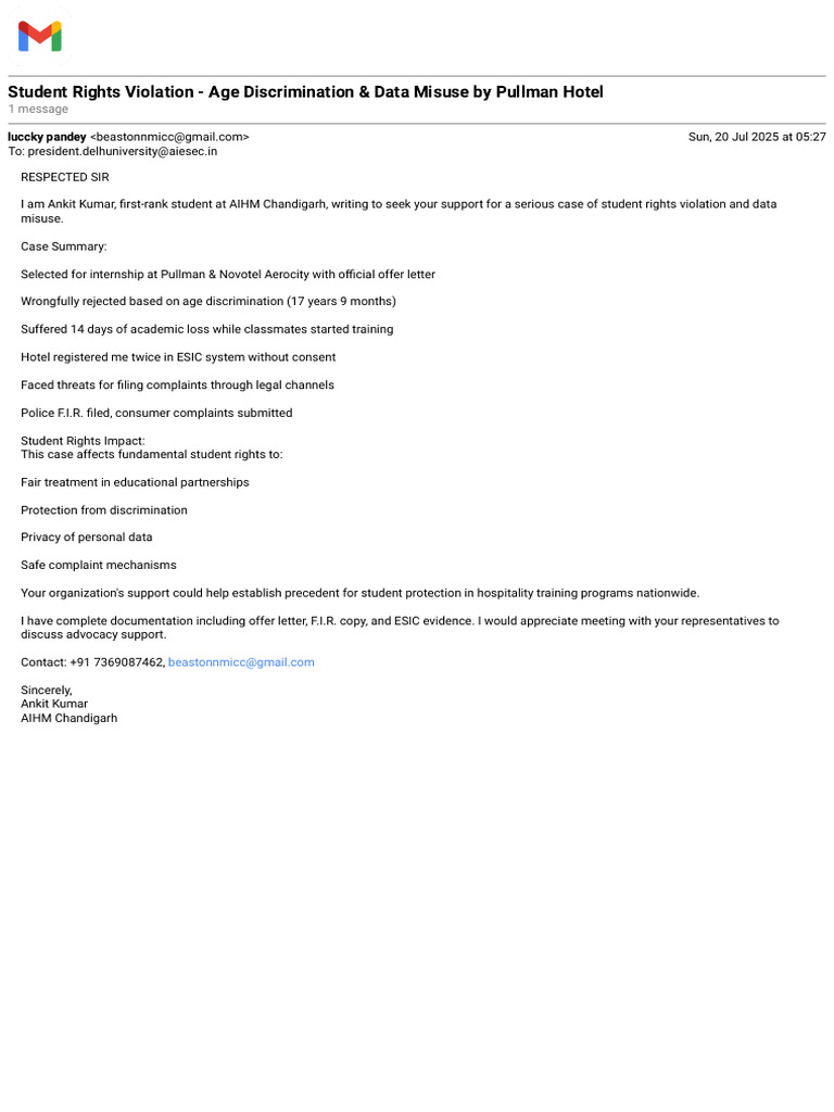 Gmail - Student Rights Violation - Age Discrimination & Data Misuse by ...