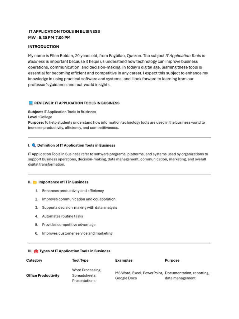 IT Application Tools for Business Success | PDF | Customer Relationship ...