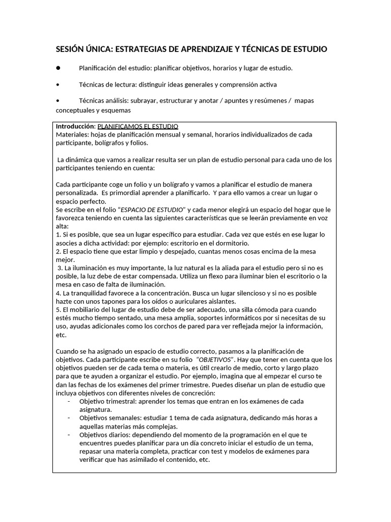 Estrategias de Estudio Efectivas | PDF | Habilidades de estudio ...