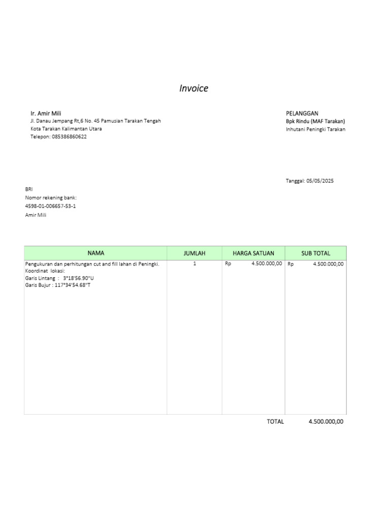 Invoice Proyek MAF Tarakan | PDF