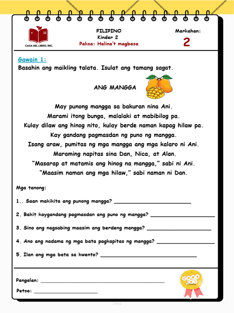 Filiipino - Halinat Magbasa PT 2 | PDF