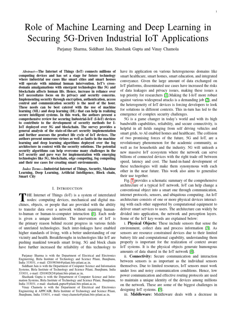 Securing I-IoT with ML and DL in 5G | PDF | Internet Of Things ...