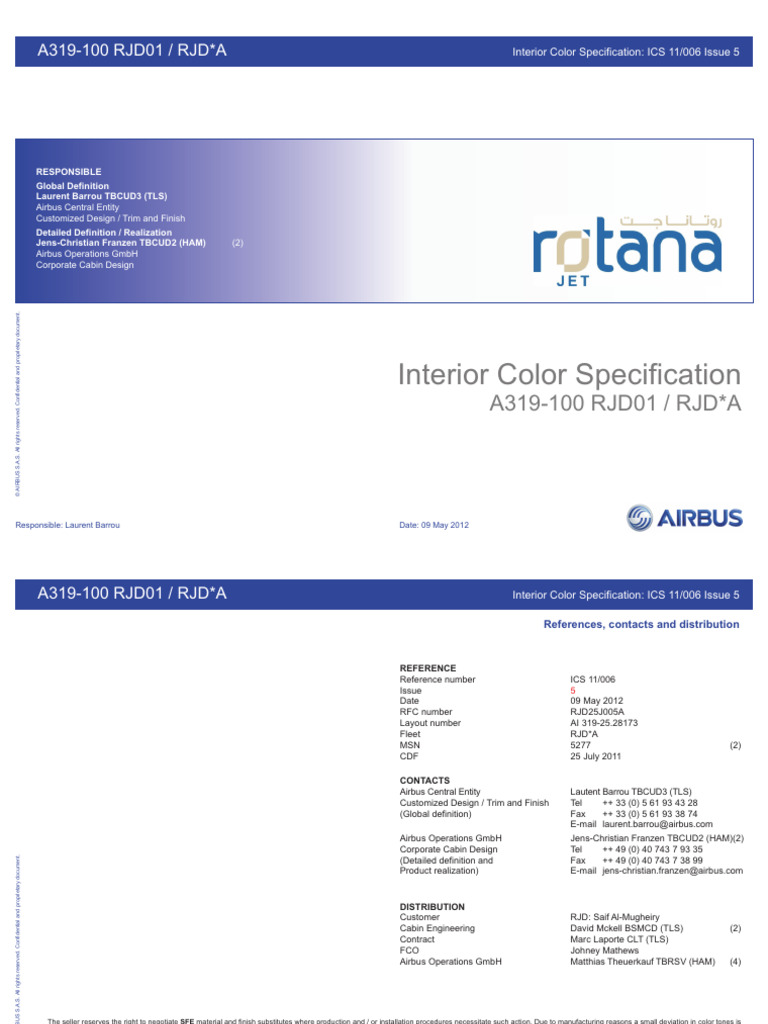 A6-RRJ Interior Color Specification | PDF | Components | Architectural ...