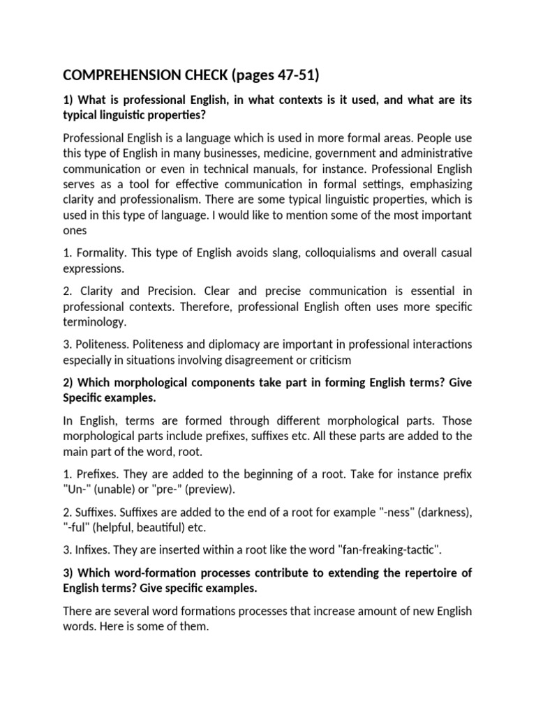 Understanding Professional English Terms | PDF | Word | Morphology ...