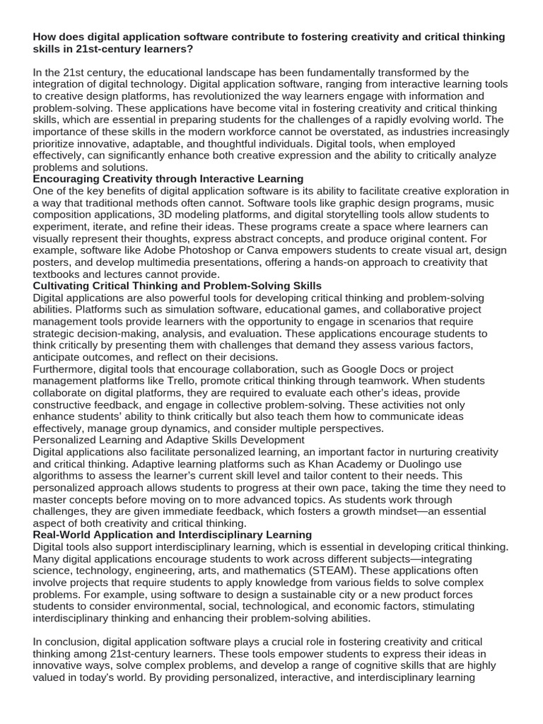 How Does Digital Application Software Contribute T | PDF | Critical ...