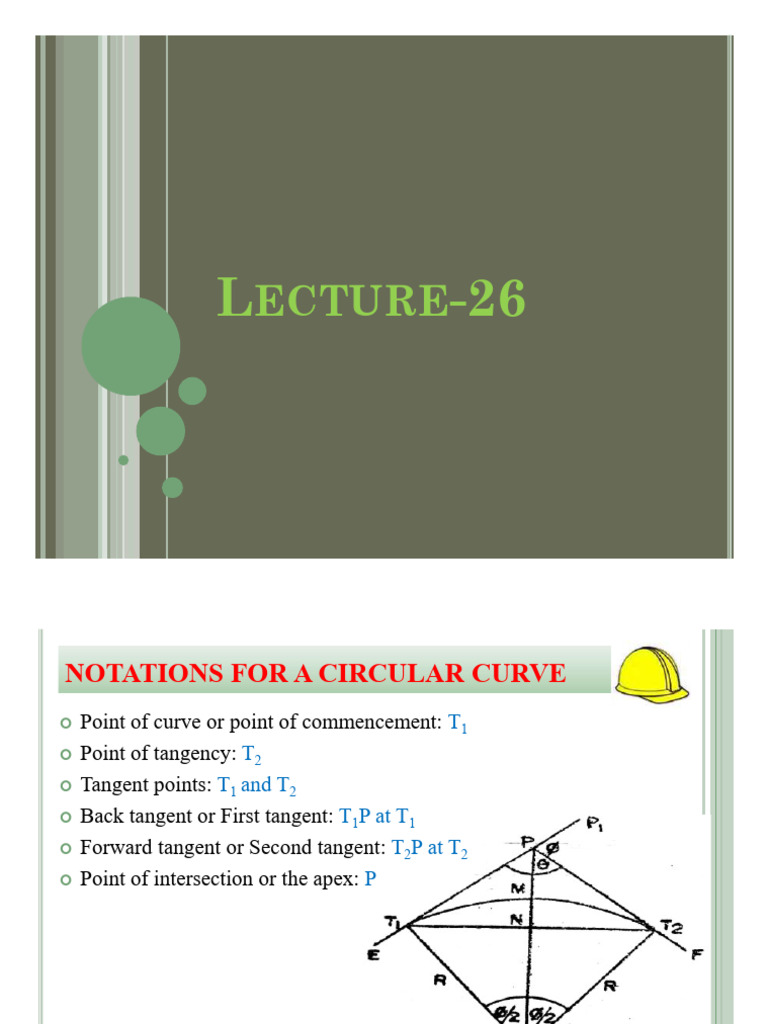 Notations and Elements of Circular Curves | PDF | Circle | Tangent