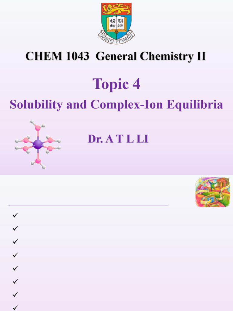 Solubility and Complex-Ion Equilibria Guide | PDF | Solubility ...