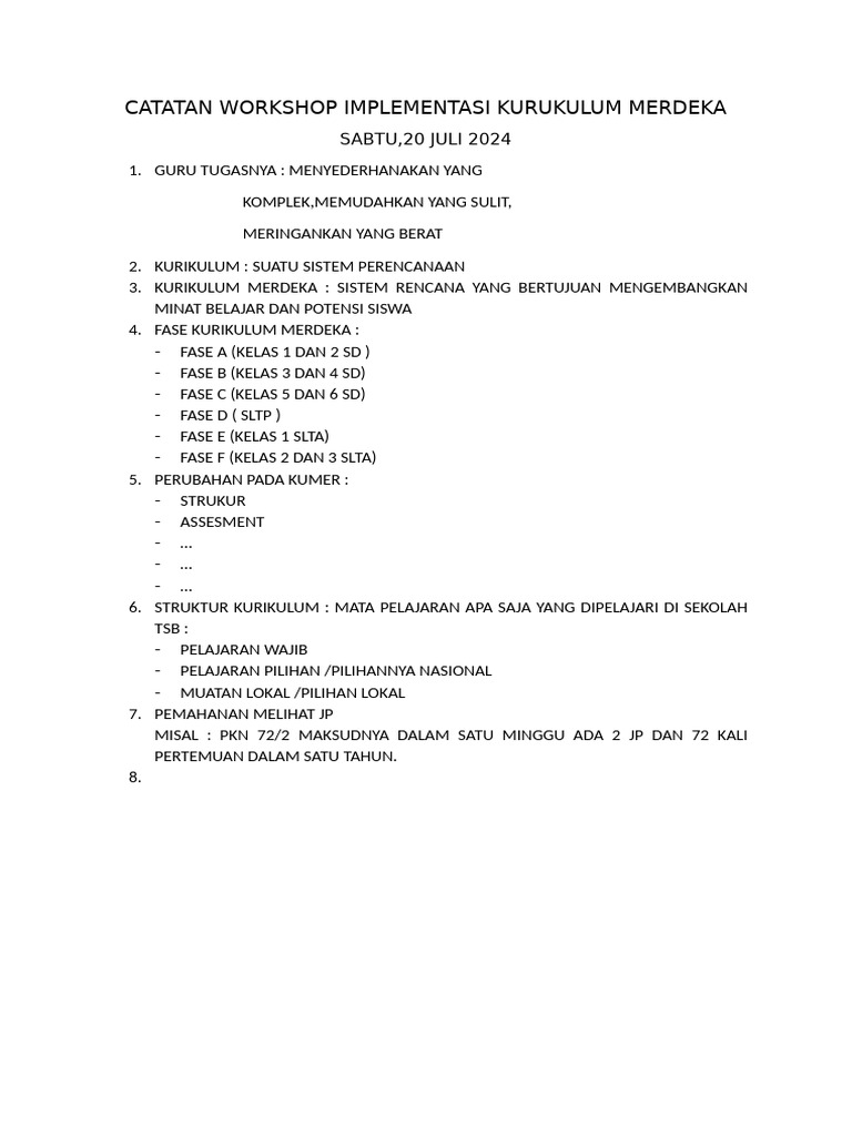 Implementasi Kurikulum Merdeka 2024 | PDF
