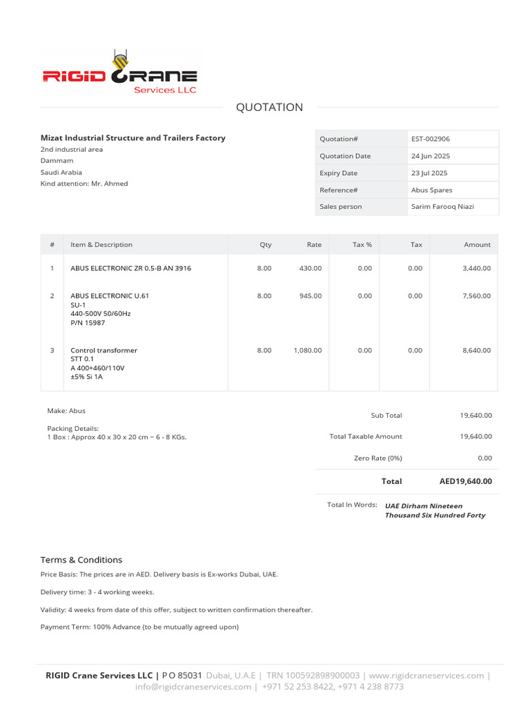 Quotation for ABUS Equipment Supply | PDF | Taxes | Payments