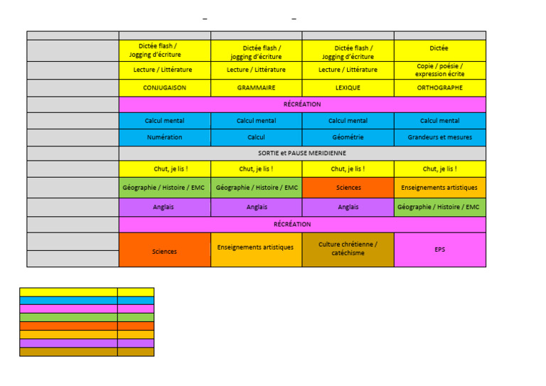 Emploi du temps CM2 - École Saint Jean-Baptiste | PDF | Écriture ...