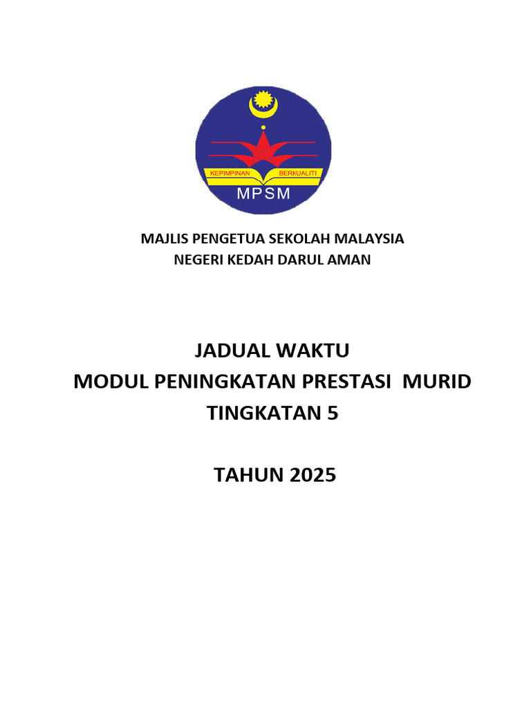 Jadual Modul Tingkatan 5 2025 | PDF