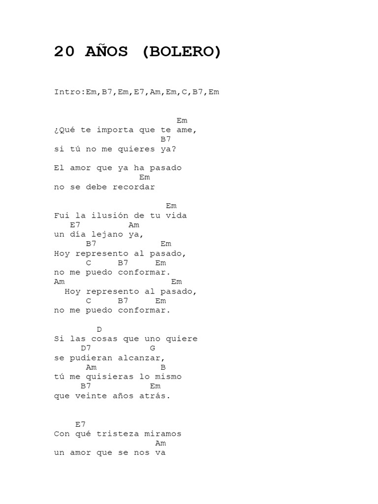 Letra del bolero 