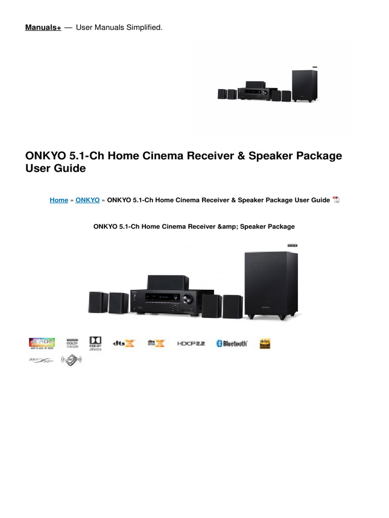Onkyo HT 398 5 1 CH Home Cinema Receiver Speaker Package Manual