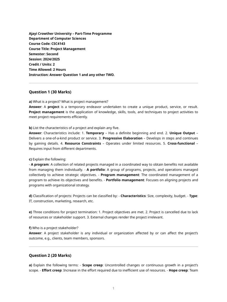 Project Management Course Overview | PDF | Project Management | Business