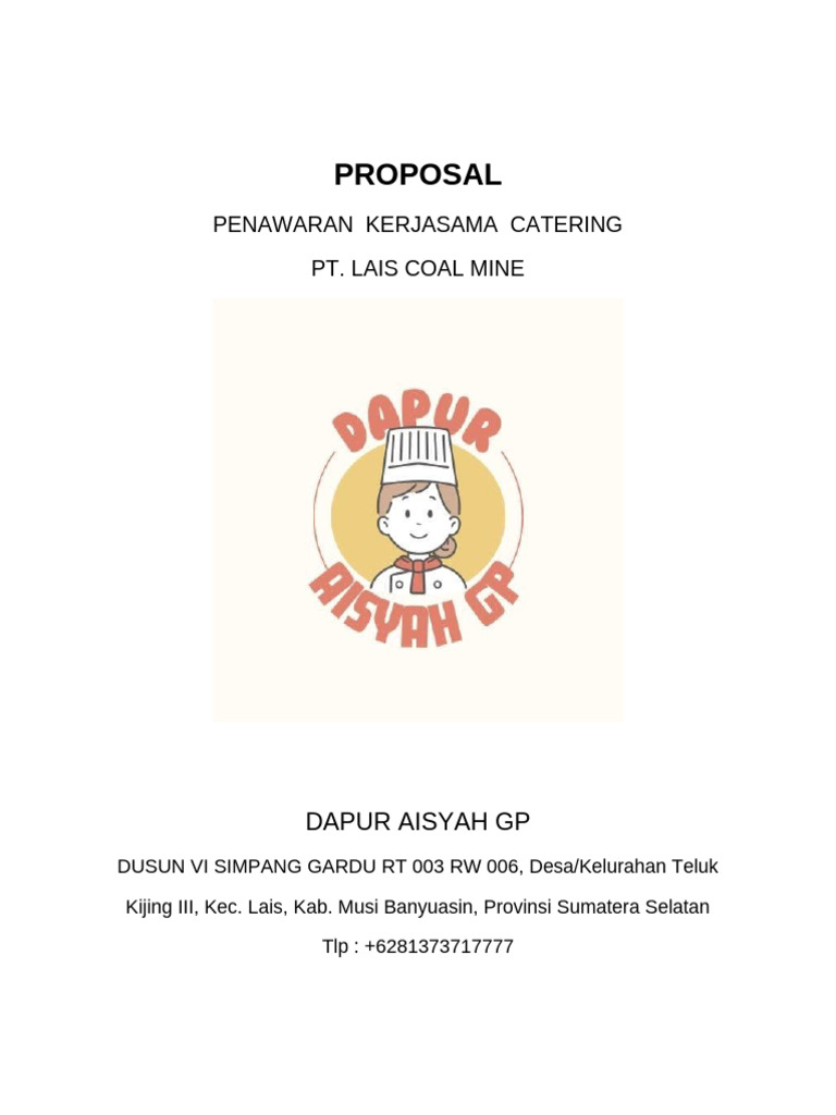 Proposal Catering Dapur Aisyah Gp Pdf