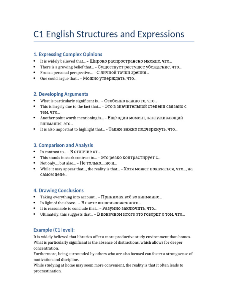 C1 English Structures | PDF