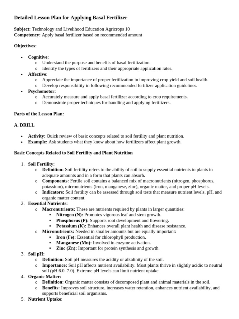 Basal Fertilizer Application Guide | PDF | Plant Nutrition | Fertilizer