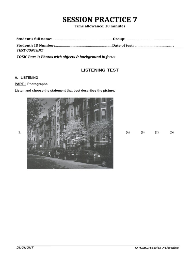 TOEIC Listening Practice Session 7 | PDF