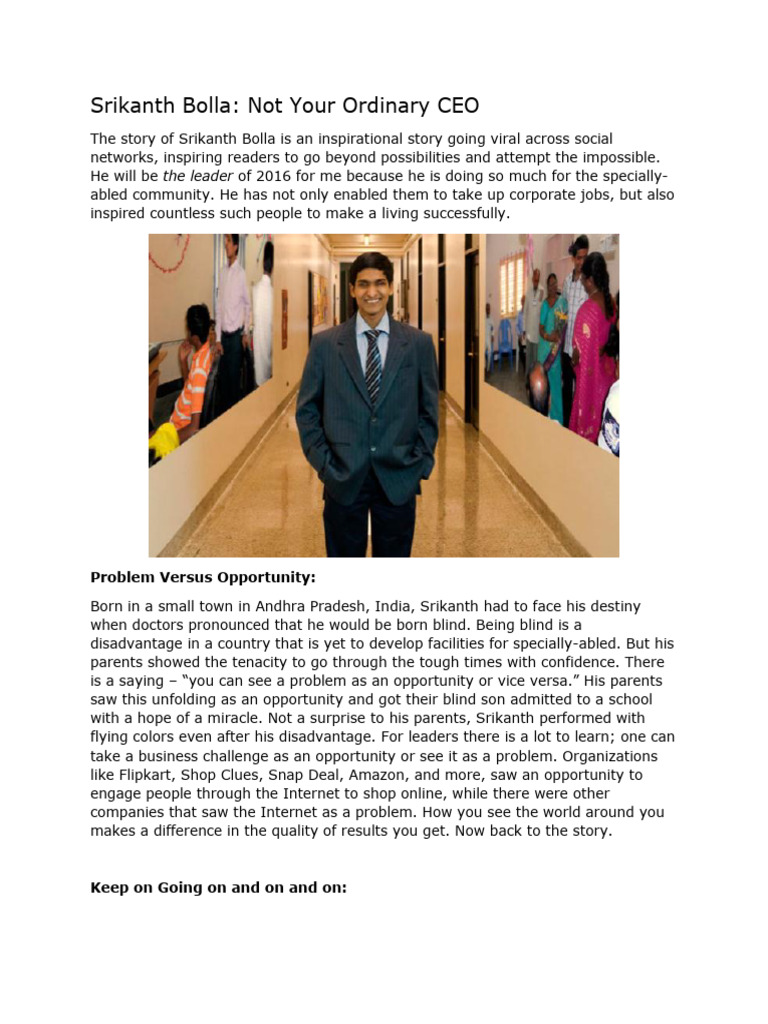 Srikanth Bolla: Inspiring CEO Journey | PDF