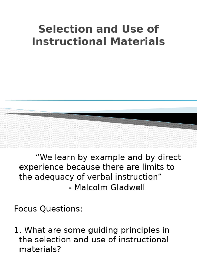 Selection Use of Instructional Materials | PDF