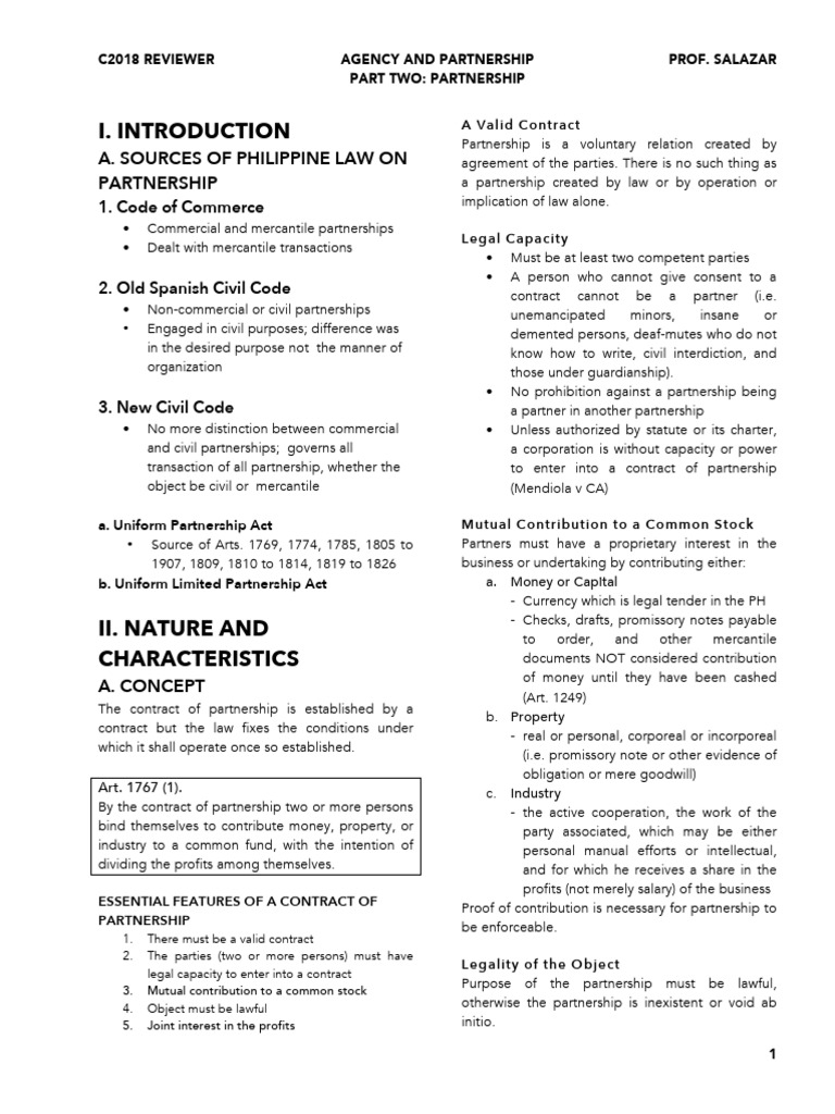 Philippine Partnership Law Overview | PDF | Partnership | Taxes