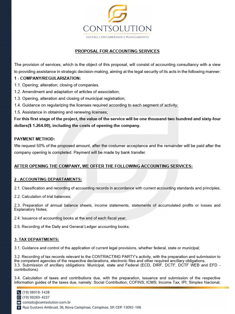 Accounting Services Proposal Overview | PDF | Taxes | Payroll