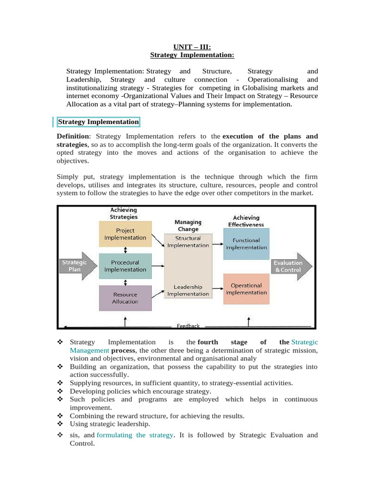 Strategy Implementation and Leadership Insights | PDF | Strategic ...