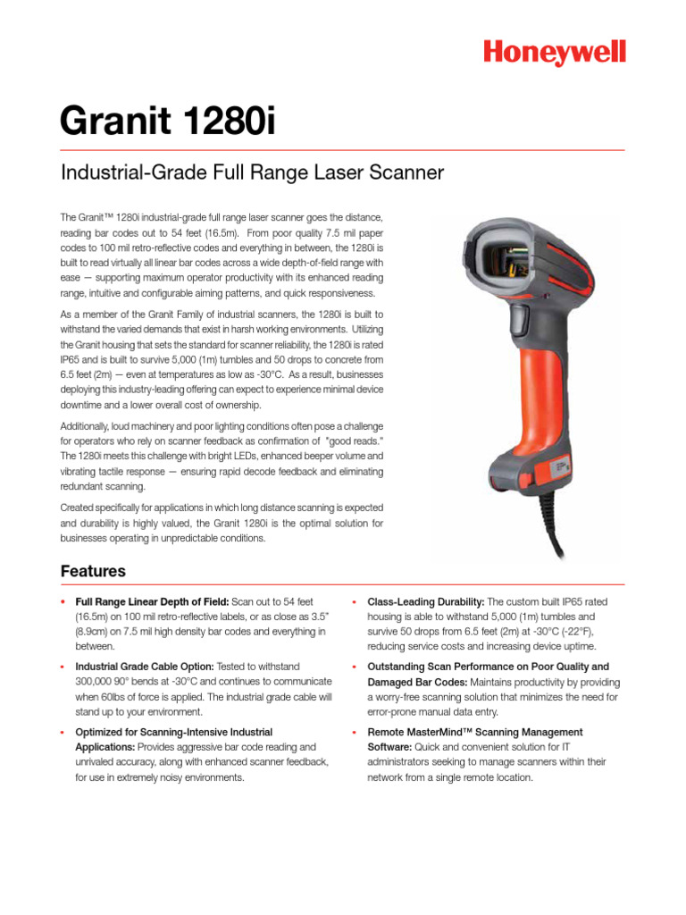 Granit 1280i Industrial Scanner Data Sheet En | PDF | Barcode | Image ...