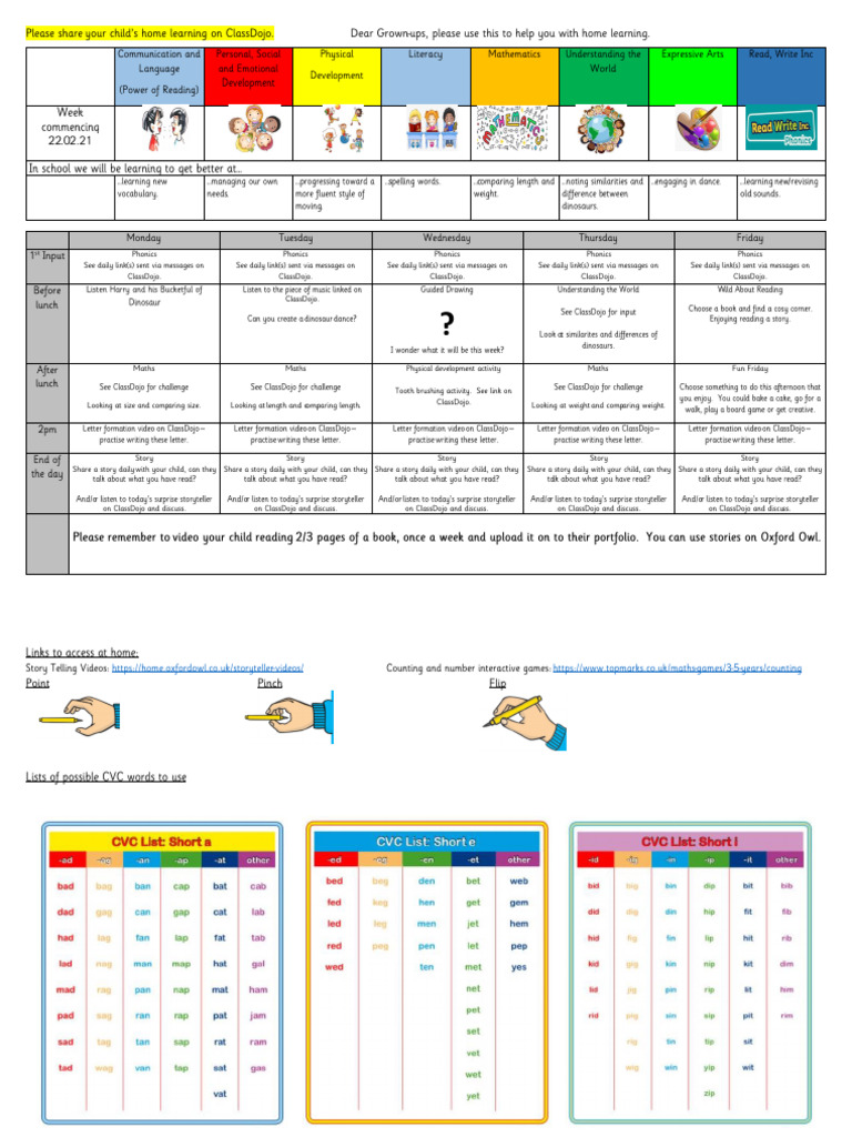 Reception Home Learning Plan 22.2.21 | PDF