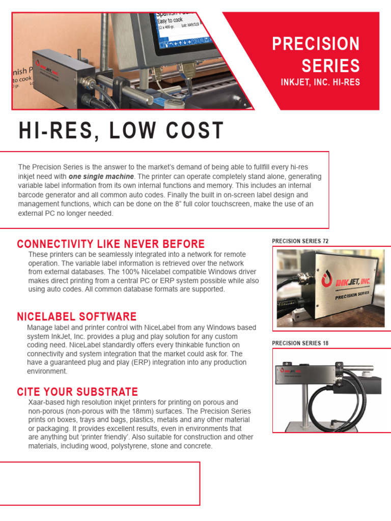 Precision Series Inkjet Printer Overview | PDF | Printer (Computing ...