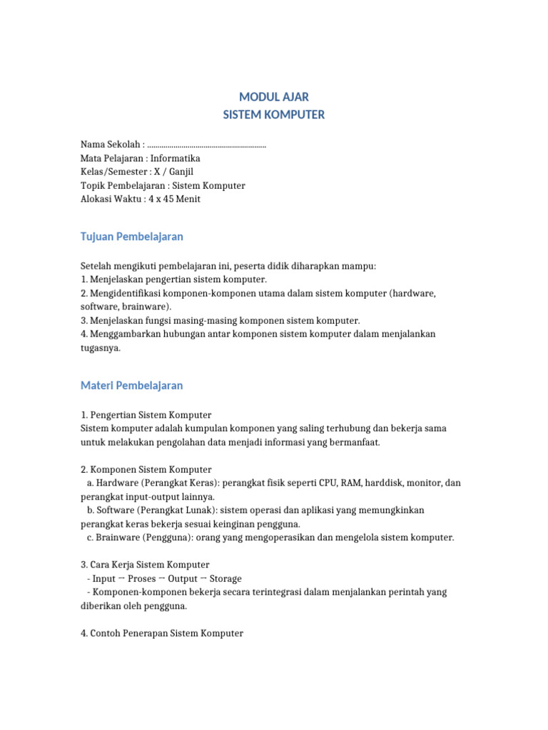 Modul Ajar Sistem Komputer Pdf
