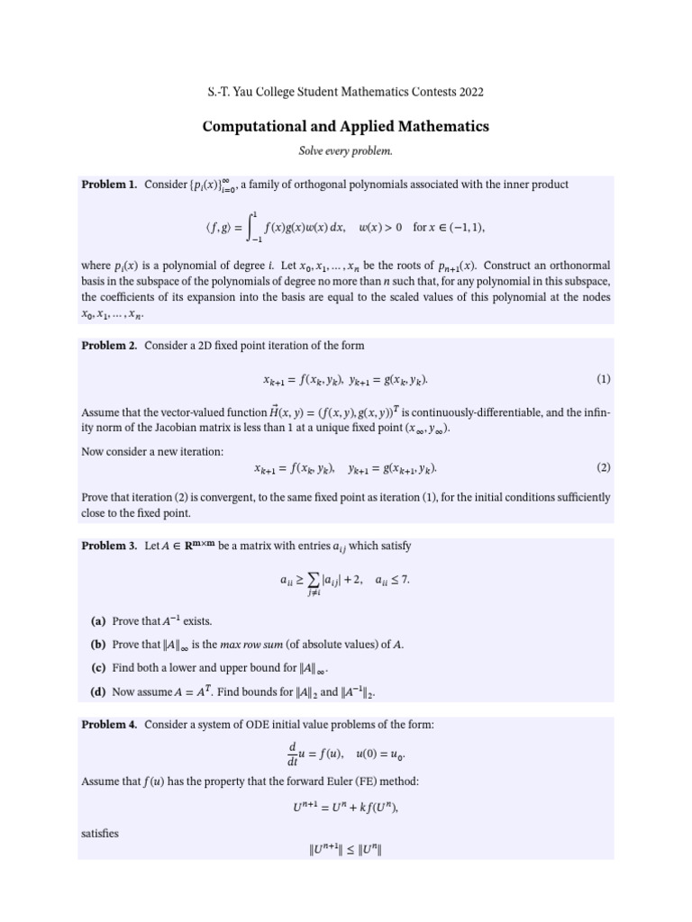 2022 Student Math Contest Problems | PDF | Polynomial | Mathematical ...