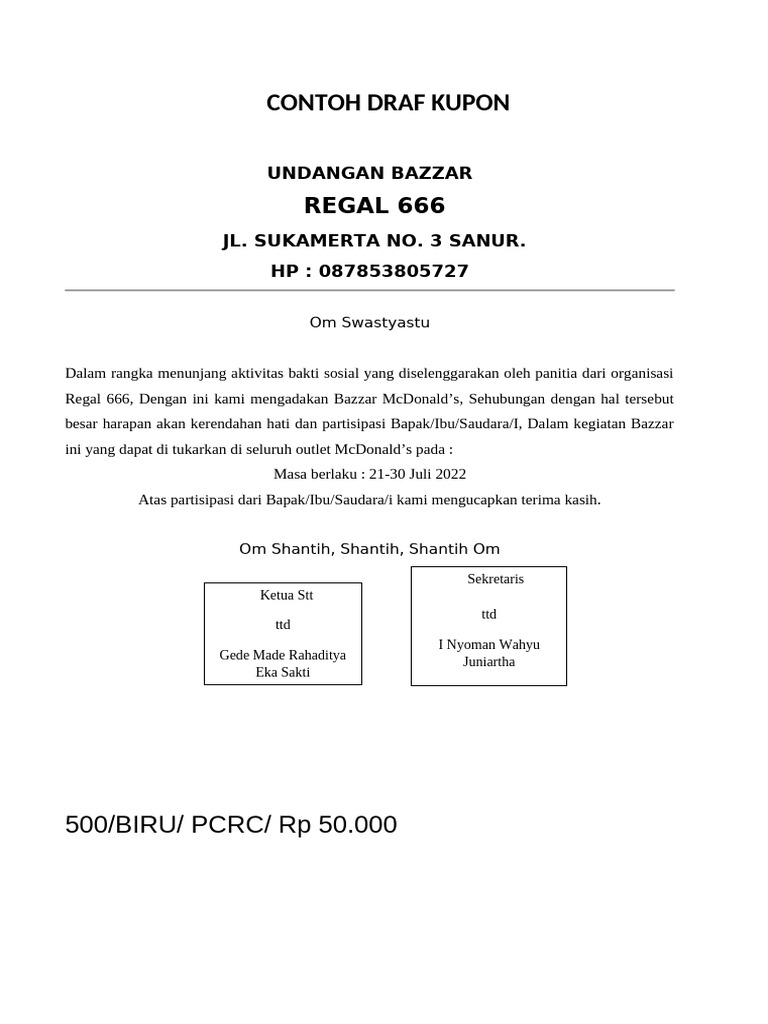 Contoh Draft Bazaar MCD 3big | PDF