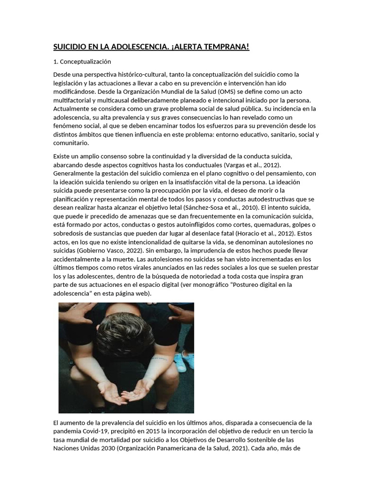 Suicidio en La Adolescencia | PDF | Suicidio | Perfeccionismo (psicología)