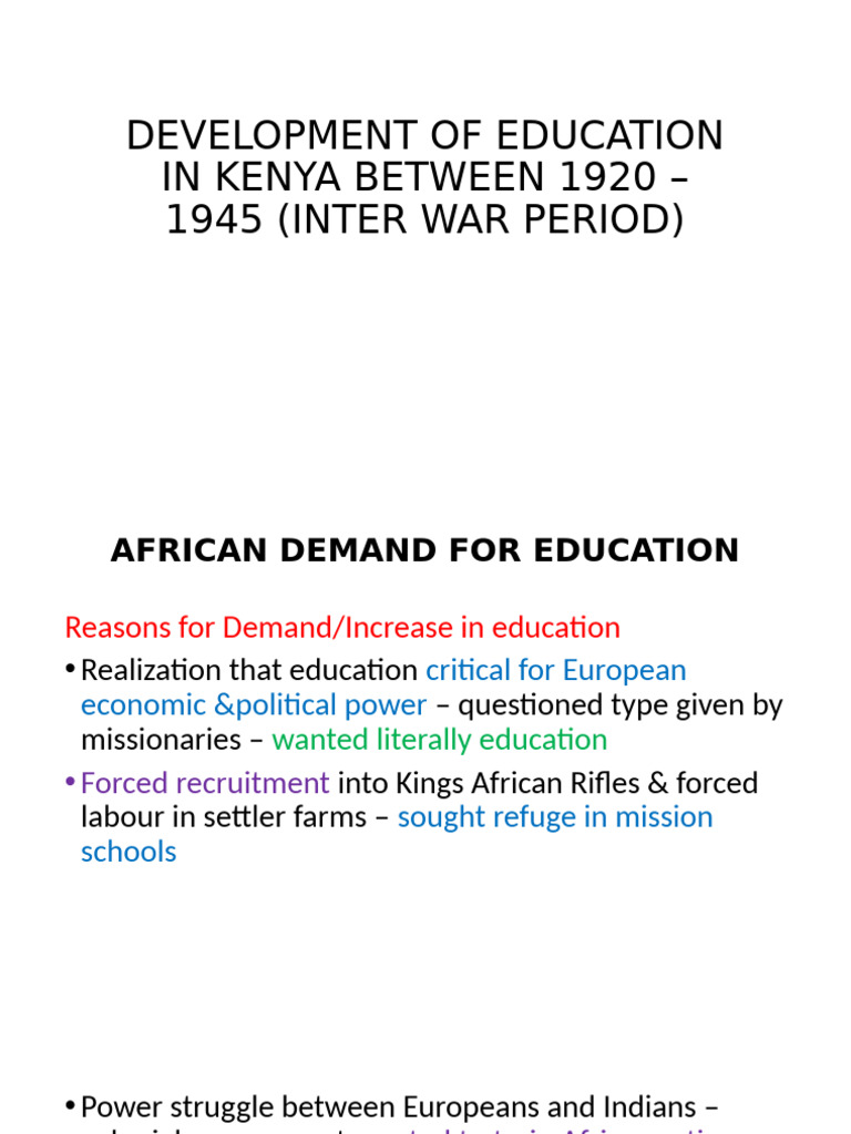 Development of Education in Kenya Between 1920 | PDF