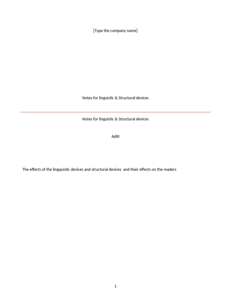 Linguistic & Structural Devices Explained | PDF | Odor | Experience