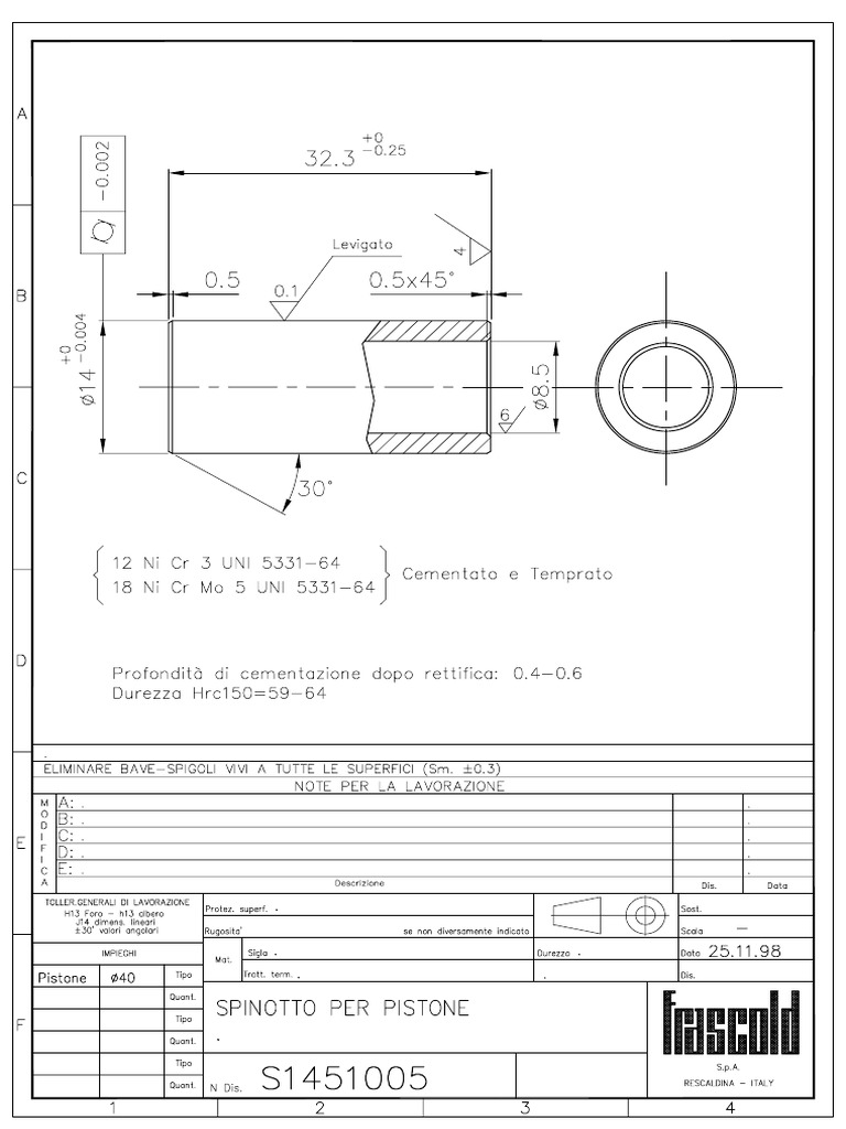 Drawing Piston Pin - 14 | PDF