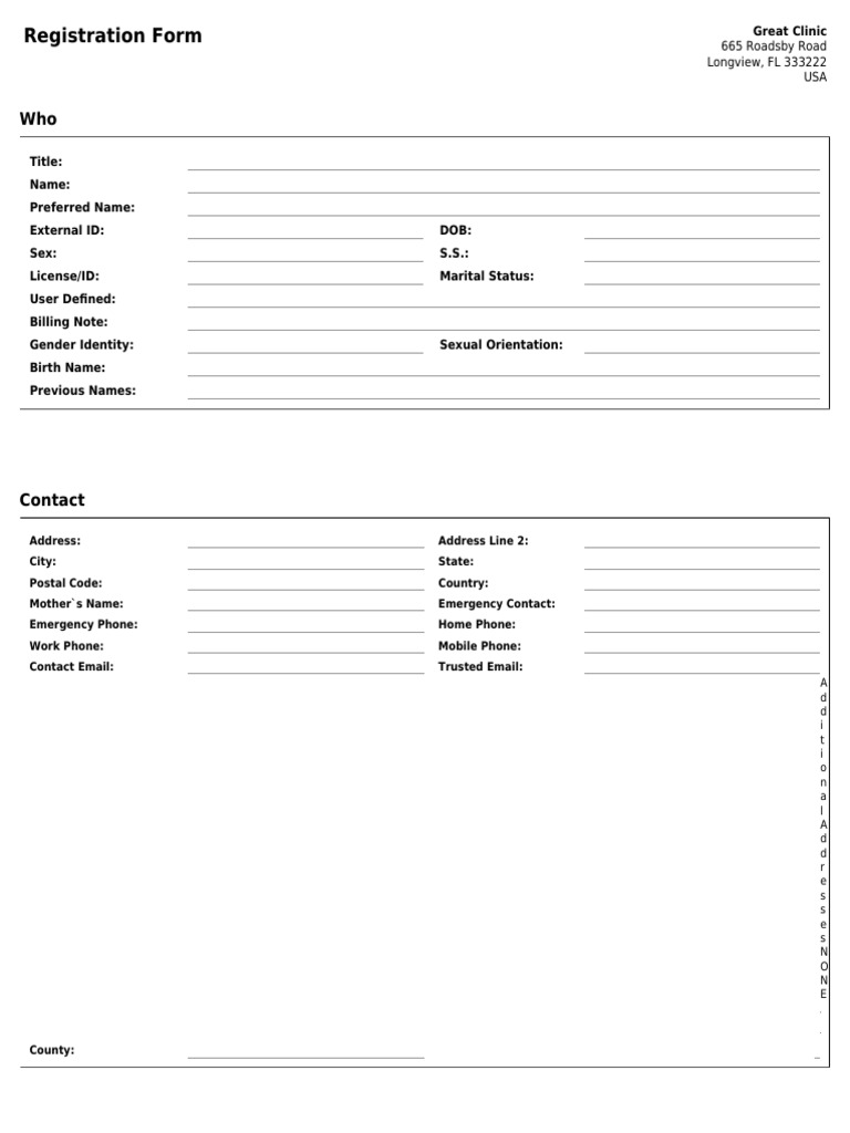 Great Clinic Patient Registration Form | PDF