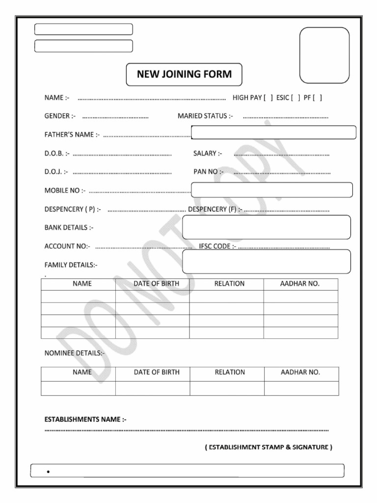 New Joinng Form | PDF