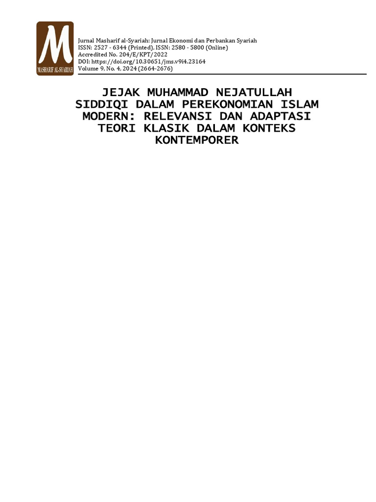 Jejak Nejatullah Siddiqi dalam Ekonomi Islam | PDF