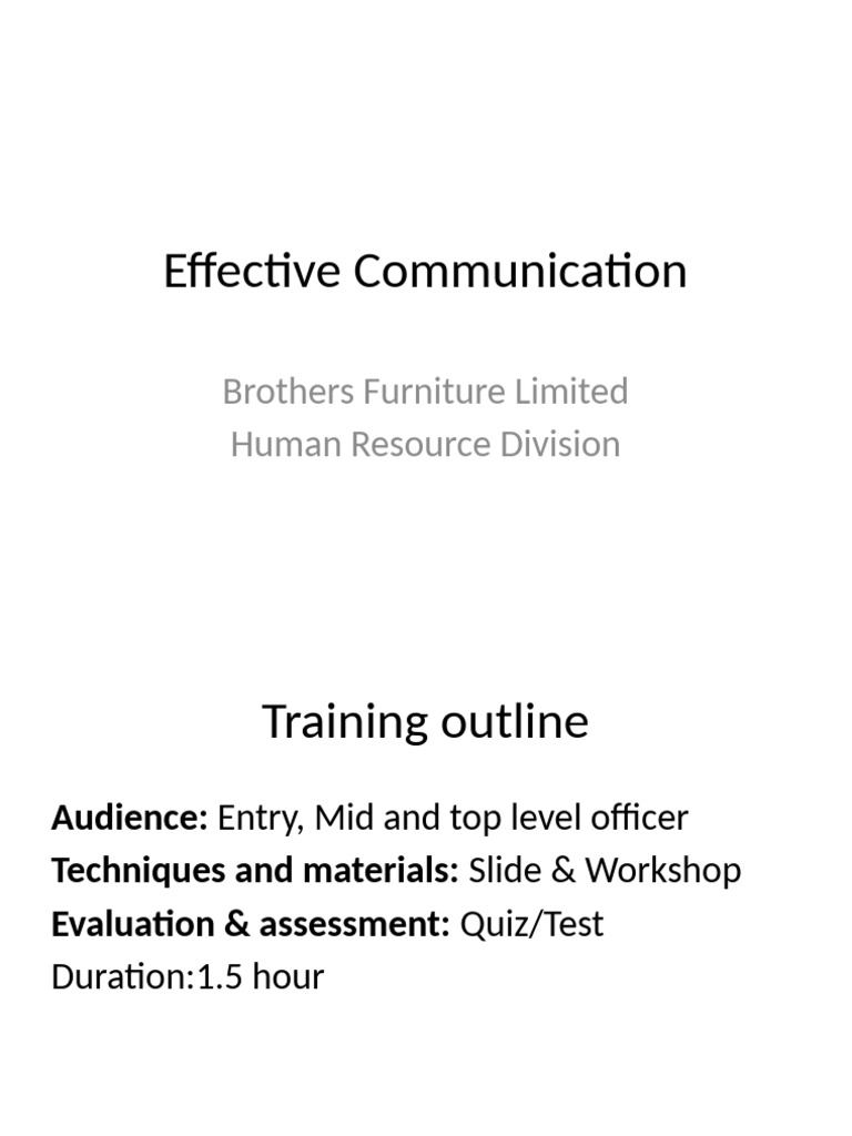 Effective Communication Training Outline | PDF