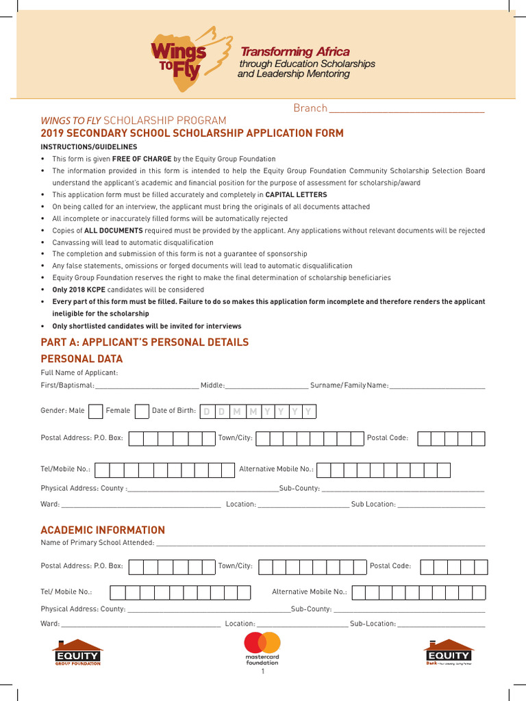 Wings to Fly Scholarship 2025 Application | PDF | Disability