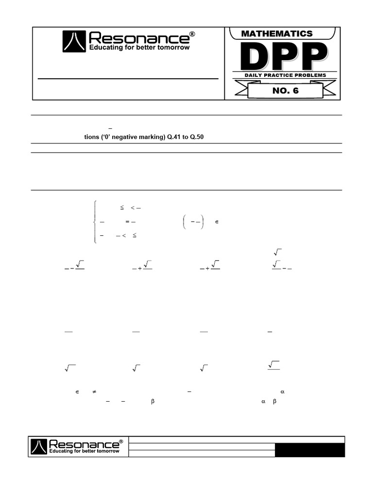 JEE Main Daily Practice Problems #6 | PDF | Mathematical Analysis ...