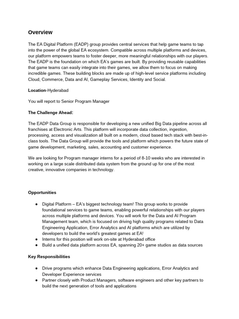 EADP Data&AI Program Intern JD | PDF | Cloud Computing | Analytics