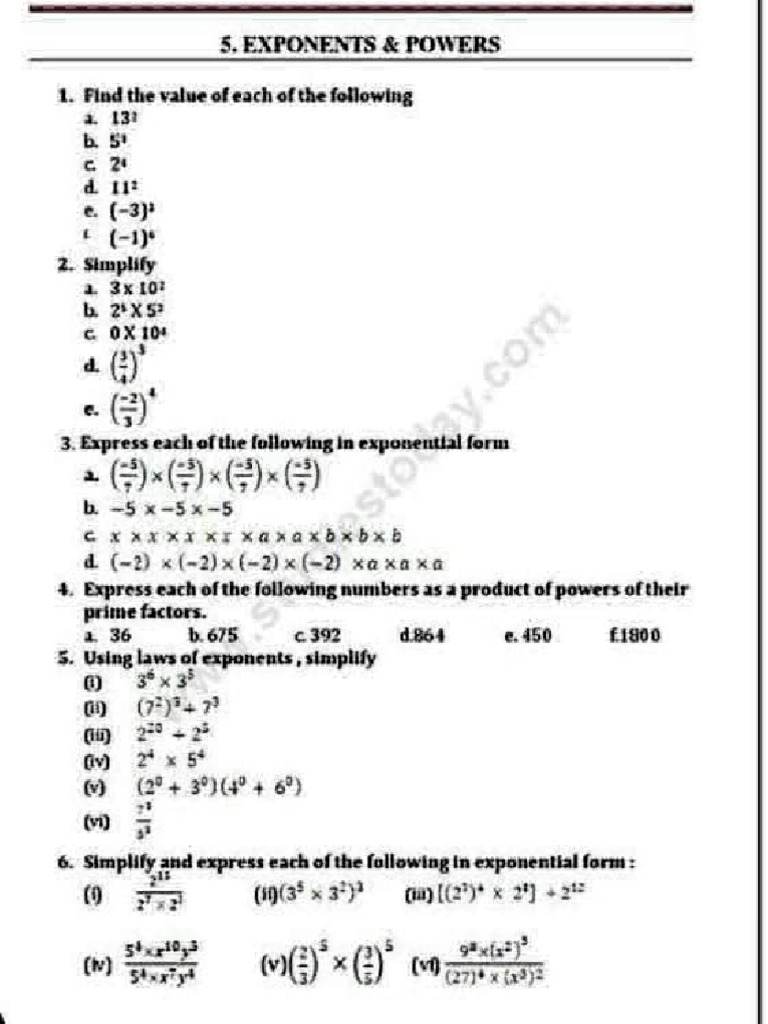 Exponents and Powers: Simplification Guide | PDF