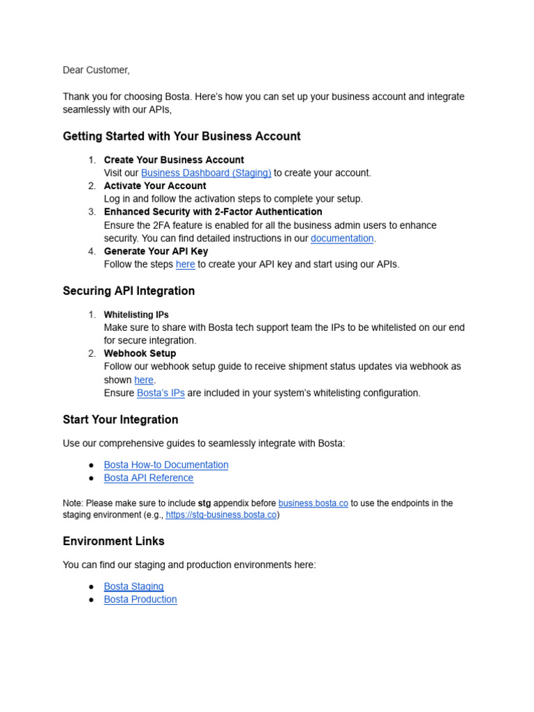 Bosta API Integration Guide | PDF