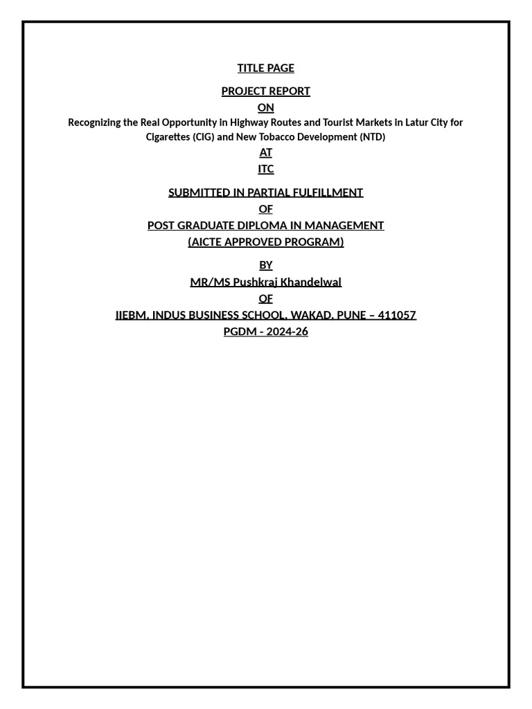Title Page Project Report ON | PDF | Marketing | Brand