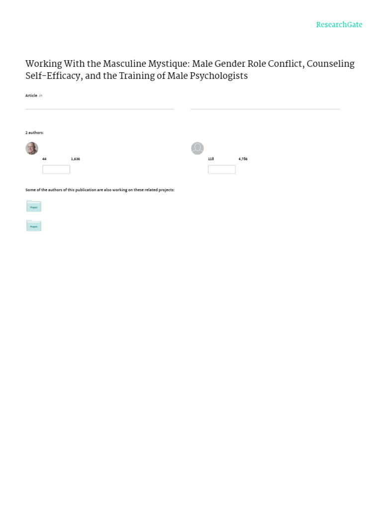 Male Gender Role Conflict in Counseling | PDF | Psychotherapy ...